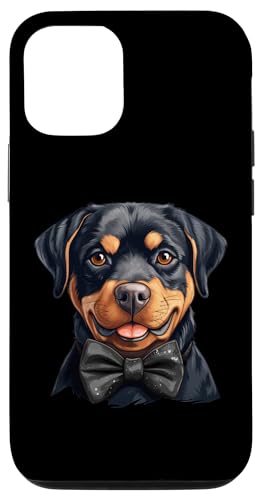 Hülle für iPhone 13 Rottweiler Hund mit Fliege, Schwarz von Bowtie & Bark Tees