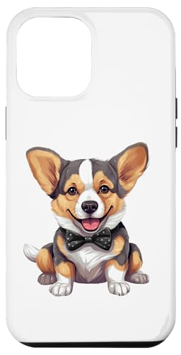Hülle für iPhone 14 Pro Max Welsh Corgi Hund mit Fliege, Schwarz von Bowtie & Bark Tees