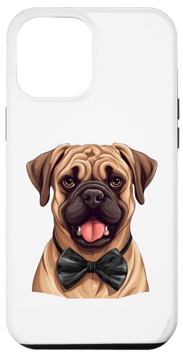 Hülle für iPhone 15 Pro Max Bullmastiff Hund mit Fliege, Schwarz von Bowtie & Bark Tees