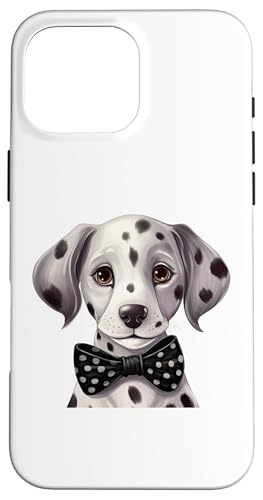 Hülle für iPhone 16 Pro Max Dalmatiner Hund mit Fliege, Schwarz von Bowtie & Bark Tees