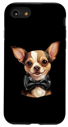 Hülle für iPhone SE (2020) / 7 / 8 Chihuahua Hund mit Fliege, Schwarz von Bowtie & Bark Tees