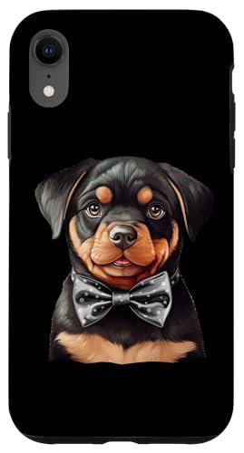 Hülle für iPhone XR Rottweiler Hund mit Fliege, Schwarz von Bowtie & Bark Tees