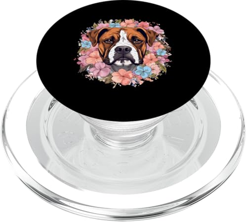 Boxer Hunderasse Haustier – niedliche Grafik mit Blumen PopSockets PopGrip für MagSafe von Boxer Dog Breed Pet Designs