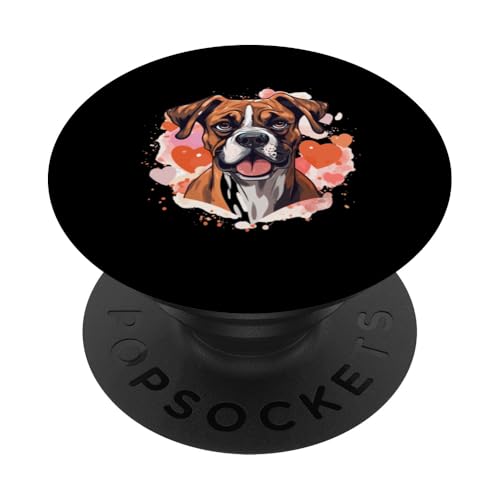 Boxer Hunderasse Haustier – niedliche Grafik mit Herzen PopSockets Klebender PopGrip von Boxer Dog Breed Pet Designs