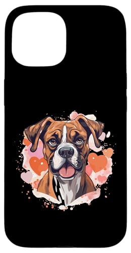 Hülle für iPhone 15 Boxer Hunderasse Haustier – niedliche Grafik mit Herzen von Boxer Dog Breed Pet Designs