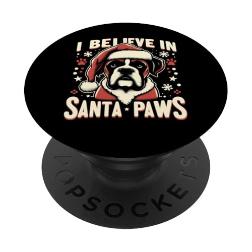 I Believe In Santa Paws Boxerhund, Weihnachtsbesitzer-Liebhaber, niedlich PopSockets Klebender PopGrip von Boxer Dog Christmas Products