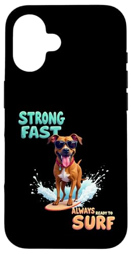 Cooler Boxer Surfing Dog Hülle für iPhone 16 von Boxer Dog Fun Designs