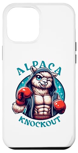 Hülle für iPhone 15 Plus muskulöses Alpaka mit Boxhandschuh Kinnhaken ein K.o.-Schlag von Boxer Funny Tiere Kampfsport Boxing Animal Design