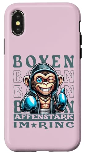 Hülle für iPhone X/XS Boxen Affenstark im Ring kluger boxender Affe Schimpanse Box von Boxer Funny Tiere Kampfsport Boxing Animal Design