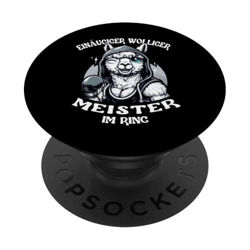 lustiger einäugiger wolliger Meister im Ring Alpaka Boxer PopSockets mit austauschbarem PopGrip von Boxer Funny Tiere Kampfsport Boxing Animal Design