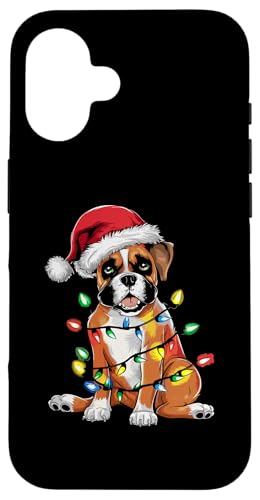 Hülle für iPhone 16 Weihnachtsbeleuchtung Boxer Hund Haustier Hunde Boxer von Boxers Boxer Dog Lover Gifts