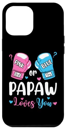 Hülle für iPhone 13 Pro Max Gender Reveal Papaw Loves You Boxing Pink Or Blue von Boxing Pink Or Blue Loves Baby Gender Reveal Party