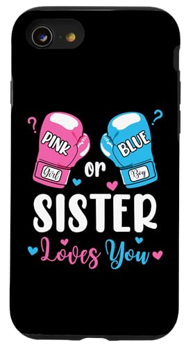 Hülle für iPhone SE (2020) / 7 / 8 Gender Reveal Rosa oder Blau Schwester liebt dich beim Boxen von Boxing Pink Or Blue Loves Baby Gender Reveal Party