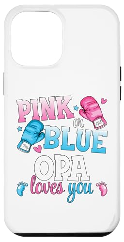 Hülle für iPhone 15 Pro Max Pink oder Blau Opa Loves You Boxing Geschlecht Reveal Party von Boxing Pink Or Blue Loves Funny Baby Gender Reveal