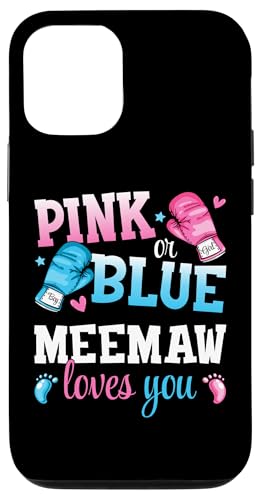 Hülle für iPhone 15 Pro Meemaw Loves You Boxing Gender Reveal Party in Pink oder Blau von Boxing Pink Or Blue Loves Funny Baby Gender Reveal