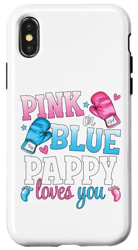 Hülle für iPhone X/XS Pink oder Blau Pappy Loves You Boxing Geschlecht Reveal Party von Boxing Pink Or Blue Loves Funny Baby Gender Reveal