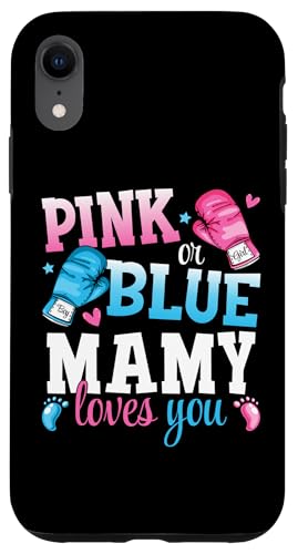 Hülle für iPhone XR Rosa oder Blau Mamy Loves You Boxing Gender Reveal Party von Boxing Pink Or Blue Loves Funny Baby Gender Reveal