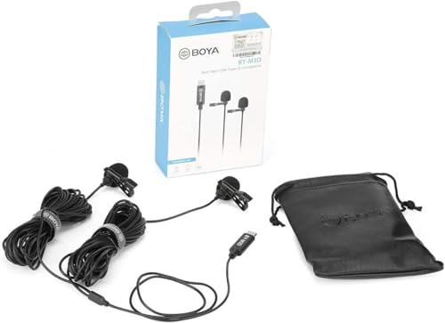 Boya BY-M3D Digitales Dual-Kopf USB Typ-C Lavalier-Mikrofon, kompatibel mit iPad Pro, Mac PC, Samsung Android-Geräten – 6 Meter Kabel von Boya