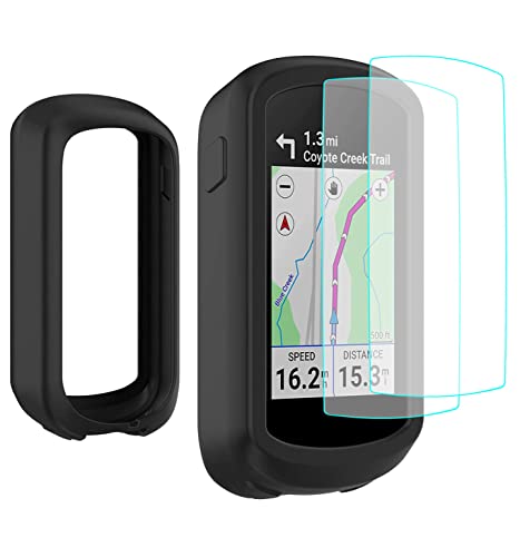 Braleto Silikonhülle + 2 Displayschutzfolien, kompatibel mit Garmin Edge Explore 2,9H Härtegrad Glas Displayschutzfolie GPS Fahrrad Computer Zubehör von Braleto