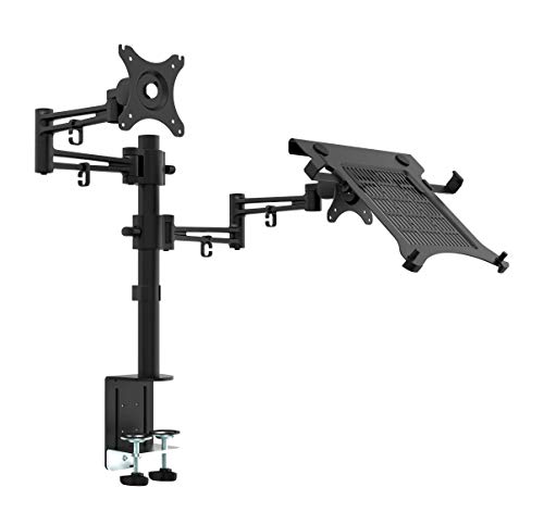 Bramley Power Premium Schreibtischhalterung für LCD- und LED-Monitore. Armhalterung mit StandmontageSehr stark bei leichtem Gewicht, Aluminiumdruckguss, hält Monitore bis zu einer Größe von 76,2 cm (30 Zoll), neig- und schwenkbar (Neigungswinkel ± 15°, Drehung 180°, Schwenkbereich 360°).Hochwertig. Schwarz Monitor & Laptop von Bramley Power