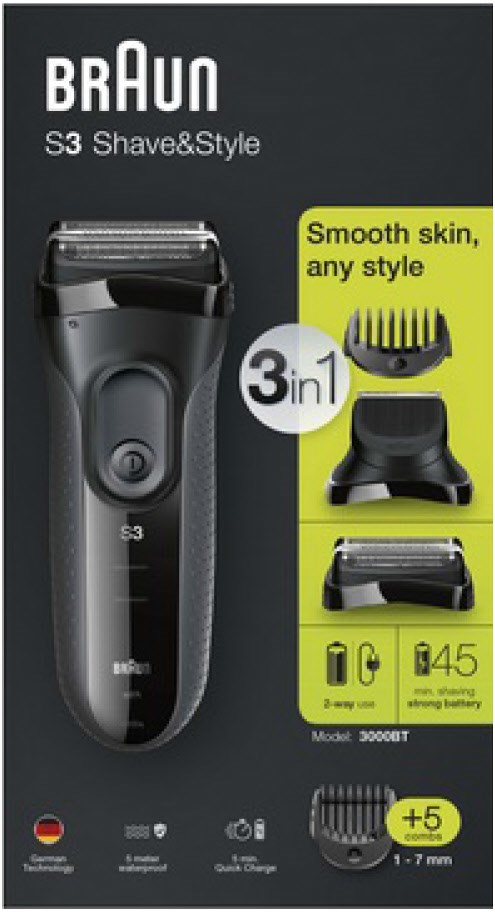 3000BT Shave&Style Series 3 Rasierer schwarz/grau von Braun