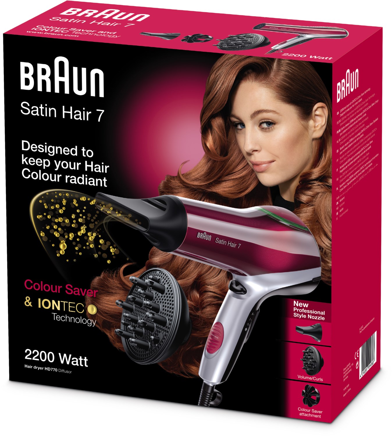 HD770 Color Saver Satin Hair 7 Haartrockner schwarz/rot von Braun