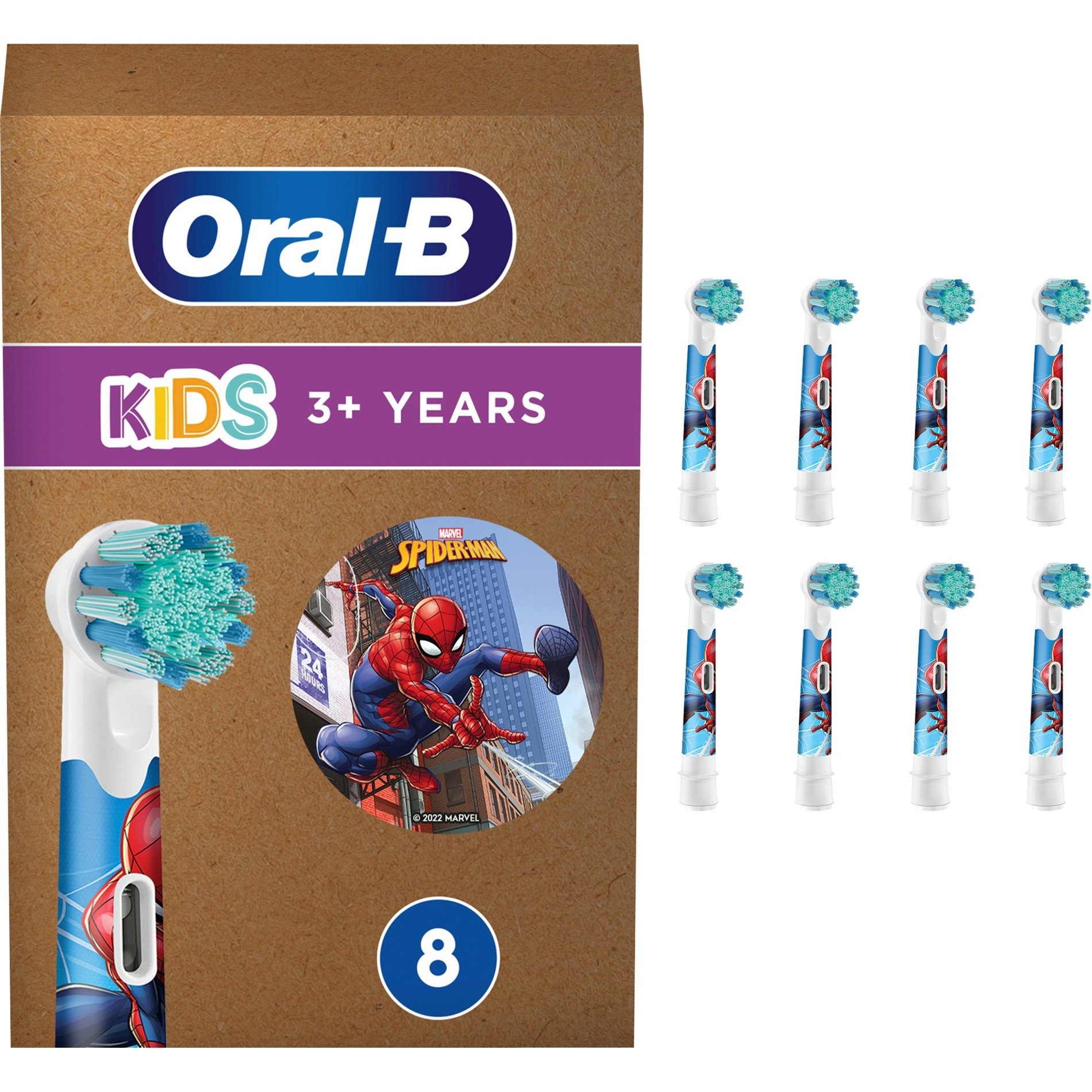 Oral-B Kids Spiderman 8er, Aufsteckbürste von Braun