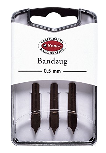 Brause 318005B Packung, mit 3 Feder Bandzug, 0, 5 mm, ideal für gotische Buchstaben, ideal für die Kalligraphie, 1 Pack von Brause