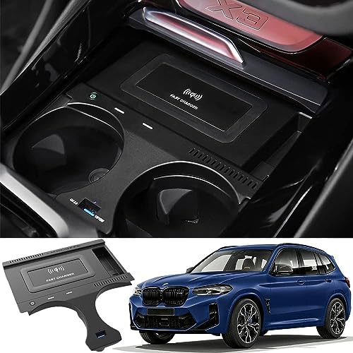 Kabelloses Ladegerät Auto für BMW X3 X3M 2022-2018 für BMW X4 X4M 2022-2019, 15W Wireless Schnellladendes Handy-Ladegerät für BMW G01 G02 Center Console-Zubehörfeld Geschenk für BMW-Besitzer von Braveking1