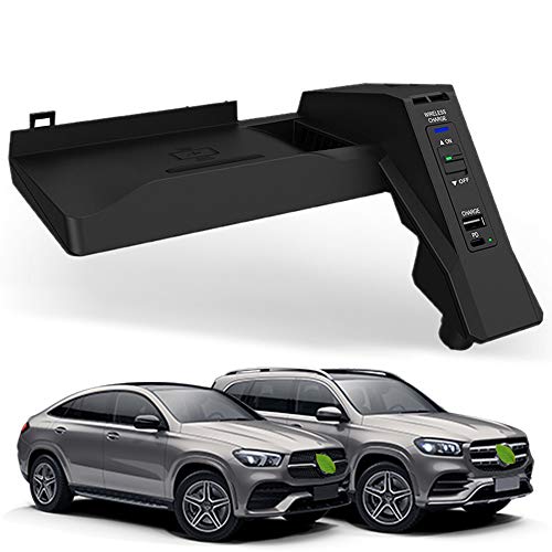 Upgrade Kabelloses Ladegerät Auto für Mercedes-Benz GLE/GLS/GL/ML 2012-2019 Mercedes-Benz Center Console, 15W Qi Wireless Schnell-ladegerät mit USB und PD für iPhone 12/11/X Samsung S20/S10 von Braveking1