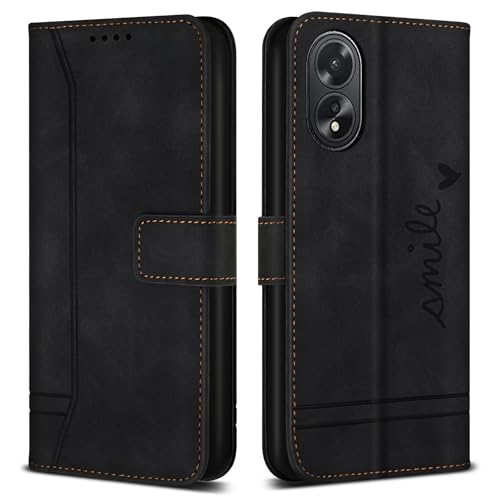 Bravoday Hülle für Oppo A58 4G / Oppo A58 4G, PU Ledertasche Handyhülle mit Kartenfäch & Kickstand, Flip Schutzhülle Kompatibel mit Oppo A58 4G / Oppo A58 4G, Schwarz von Bravoday