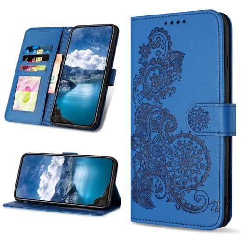 Bravoday Hülle für Samsung Galaxy A53 5G, PU Leder Klappbar Flip Wallet Stoßfeste Hülle mit Kartenfach, Magnetisches Schutzhülle Handyhülle für Galaxy A53 5G, Blau von Bravoday