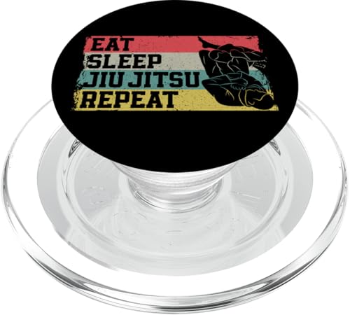 Jiu Jitsu Retro Vintage Essen Schlafen Jiu Jitsu Repeat PopSockets PopGrip für MagSafe von Brazilian Bjj DA0