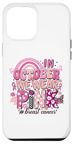 Hülle für iPhone 12 Pro Max Brustkrebs Oktober Pink Boho Regenbogen Schmetterling Groovy von Breast Cancer Tees NYC