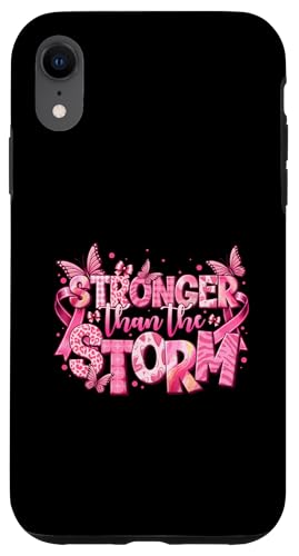 Hülle für iPhone XR Stronger Than The Storm Pink Ribbon Brustkrebs-Bewusstsein von Breast Cancer Warrior Fighter Survivor Gifts Women