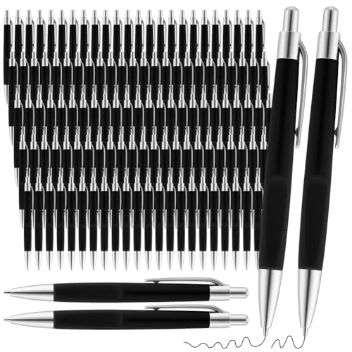 Breeshy 100 Stück Druckkugelschreiber, Schwarze Tinte, Klickstifte, Großpackung, 0,7 mm, Mittlere Spitze, Kein Ausbluten, Stiftset für Schule, Büro von Breeshy