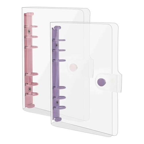 Breeshy 2er-Pack A6-Ordner Aus Weichem PVC mit 6 Ringen, Transparenter Budgetordner, Nachfüllbarer Planerordner, Ringbuchdeckel mit Druckknopf von Breeshy