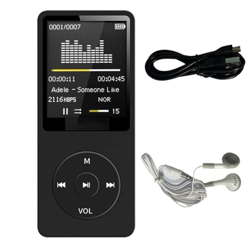 Breeshy MP3-Player USB-Ladegerät Aufnahme Digitalanzeige Bildschirm Aufnahmegerät ABS-Medien Tragbarer Lauf- und GEH-Musikabspielgerät Schwarz von Breeshy