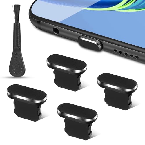 Bremorou 4 Stück Schutzkappe Ladebuchse Schutz Handy Ladebuchse Schutz Port Phone Staub Stecker Für Jeden Ladeanschluss mit Reinigungsbürste von Bremorou