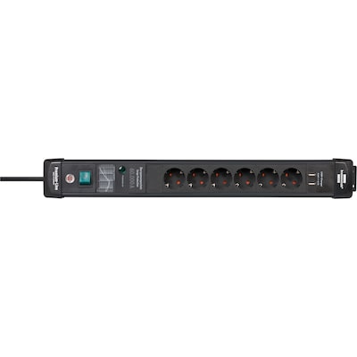 Brennenstuhl Premium-Line Steckdosenleiste 6-fach 3m mit 2 mal USB schwarz von Brennenstuhl