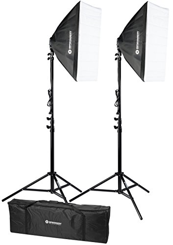 Bresser BR-2245 Fotostudio-Set, Tageslicht-Lampen 1800W, Beleuchtungs-Set mit Softboxen & Stativen, für hochwertige Produktfotografie & Studioaufnahme von Bresser