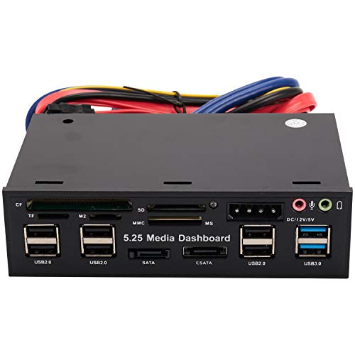 Briaatt 5,25 USB 3.0 Vorder Seite PC USB 3.0/2.0 Hub E-Sata Sata Audio Multi Karten Leser für das GehäUse des Optischen Laufwerks von Briaatt