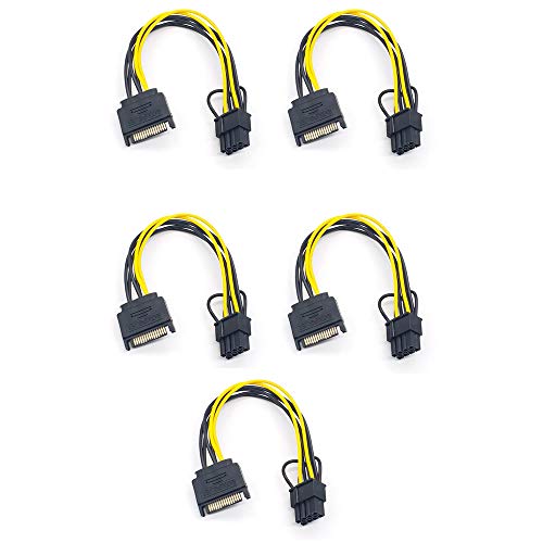 Briaatt 5 StüCke 15 Pin SATA Stecker auf 8 Pin (6 + 2) PCI-E Strom Versorgungs Kabel 20 cm SATA Kabel 15 Poliger Bis 8 Poliger 18AWG Draht für Grafik Karte von Briaatt