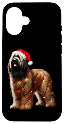 Hülle für iPhone 16 Briard Dog Weihnachtsmannmütze Weihnachtsbeleuchtung Besitzer Mama Papa Liebhaber von Briard Dog Christmas Products