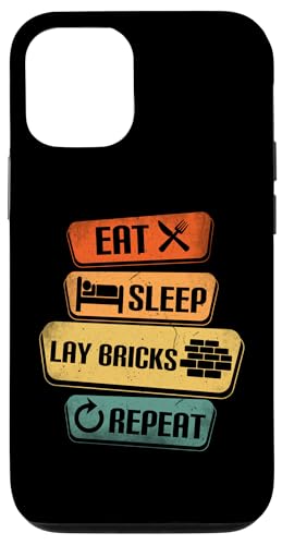 Hülle für iPhone 12/12 Pro Eat Sleep Lay Bricks Repeat Proud Funny Maurer von Bricklayer Brick Mason Building Masonry