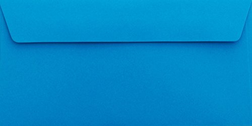 25 Din lang Briefumschläge Blau 11 x 22 cm mit Haftstreifen, Grammatur 120 g/m² von Briefumschläge24Plus