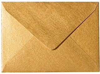 50 B6 Briefumschläge B6 125 x 176 mm Gold Metallic Verschluss-Technik: feuchtklebend, Grammatur 90 g/m² von Briefumschläge24Plus