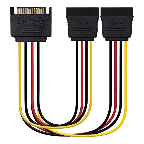 Brightium SATA-Stromkabel mit SATA-Stecker auf zwei SATA-Buchsen, Länge 30 cm, ideal für Systeme, die mehrere SATA-Stromanschlüsse von einem einzigen Ausgang benötigen von Brightium