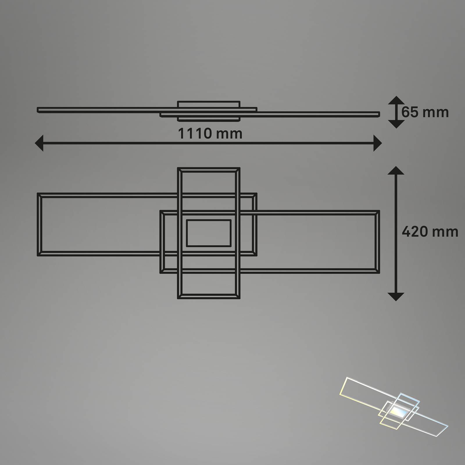 Smarte LED-Deckenleuchte Ram, alufarben, CCT, Fernbedienung von Briloner