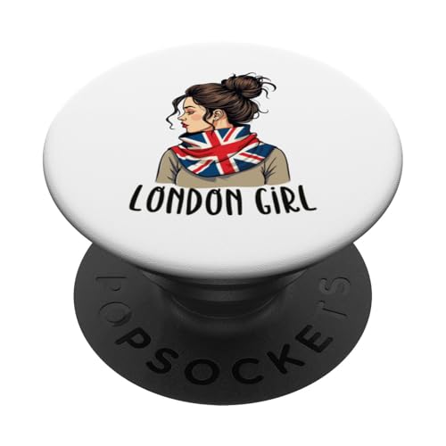 London Girl, London Girls, Britische Flagge Damen PopSockets Klebender PopGrip von British City Girls UK Flag Gifts